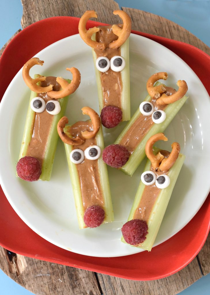 Peanut Butter Celery Reindeer Sticks  Fork and Beans