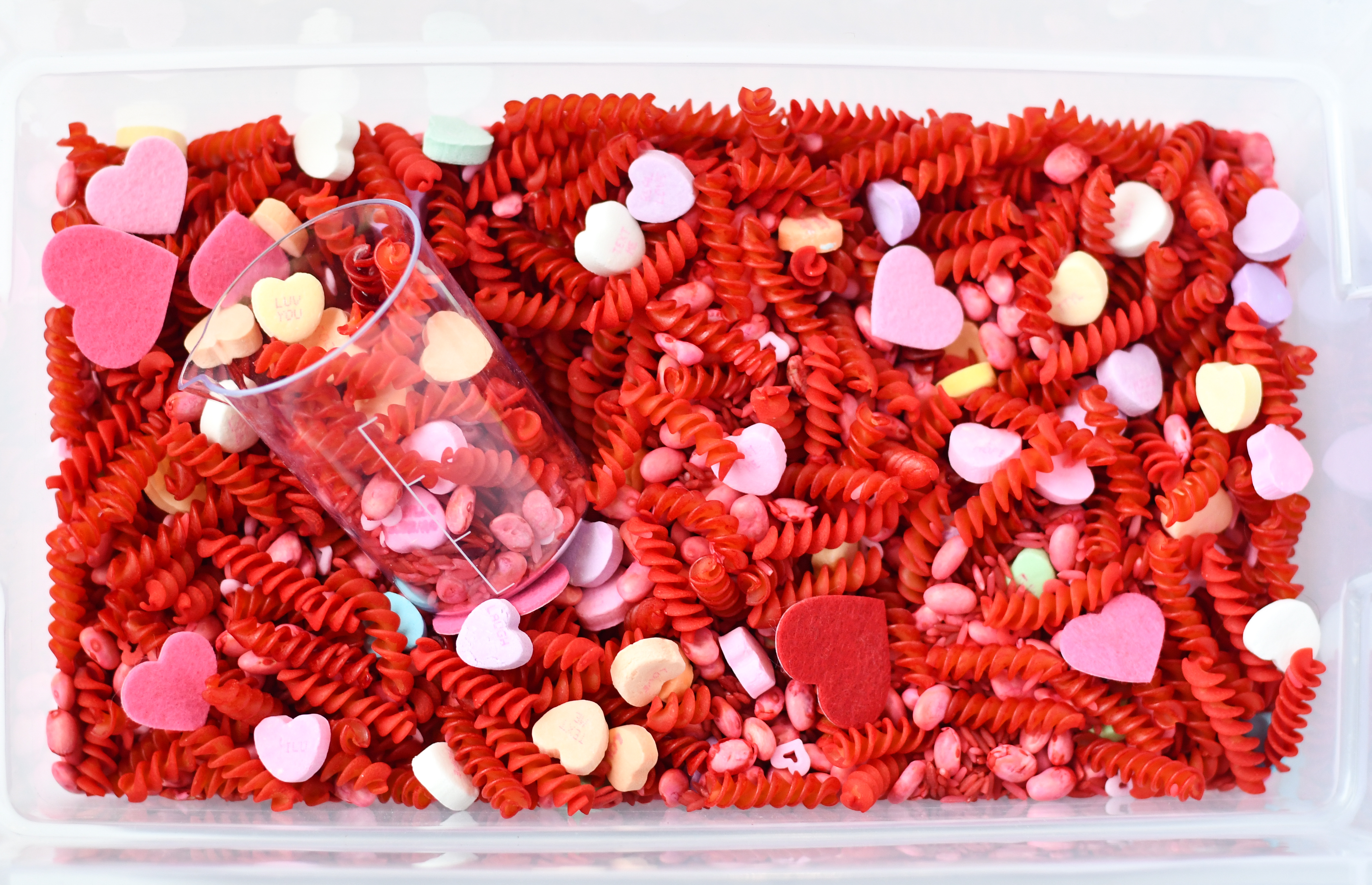 Valentines Day Sensory Bin 5 - Fork and Beans